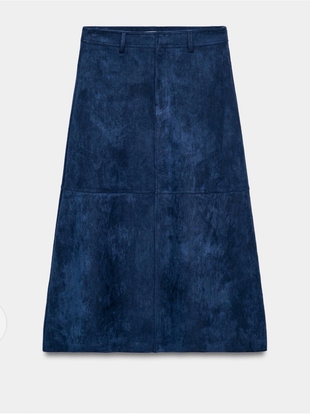 Zara Navy Suede A-Line Midi Skirt